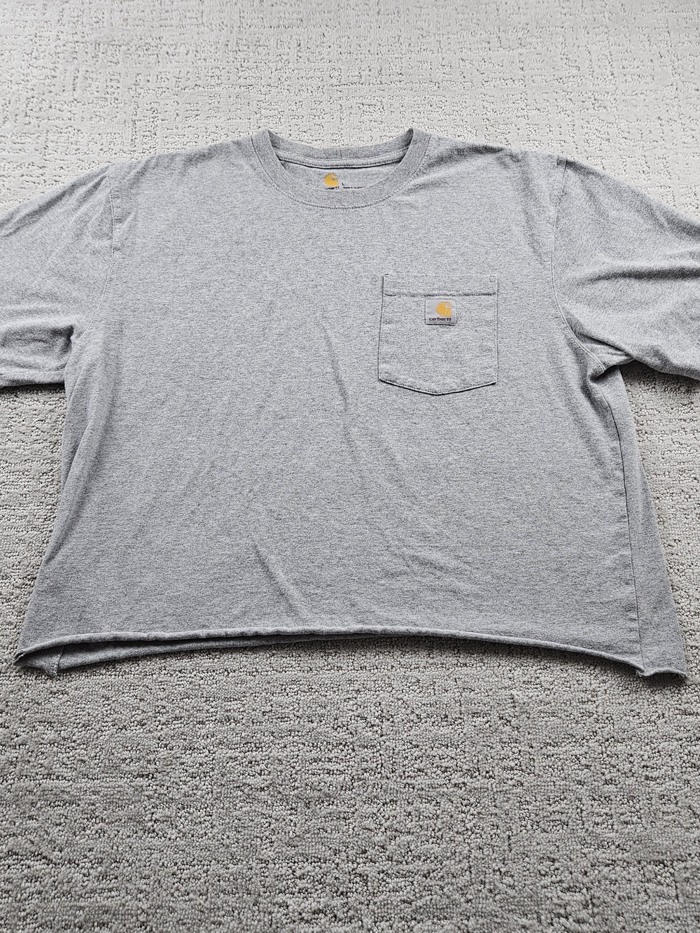 Carhartt Women's Large Cut Off Gray Pocket Short-Sleeve T-Shirt